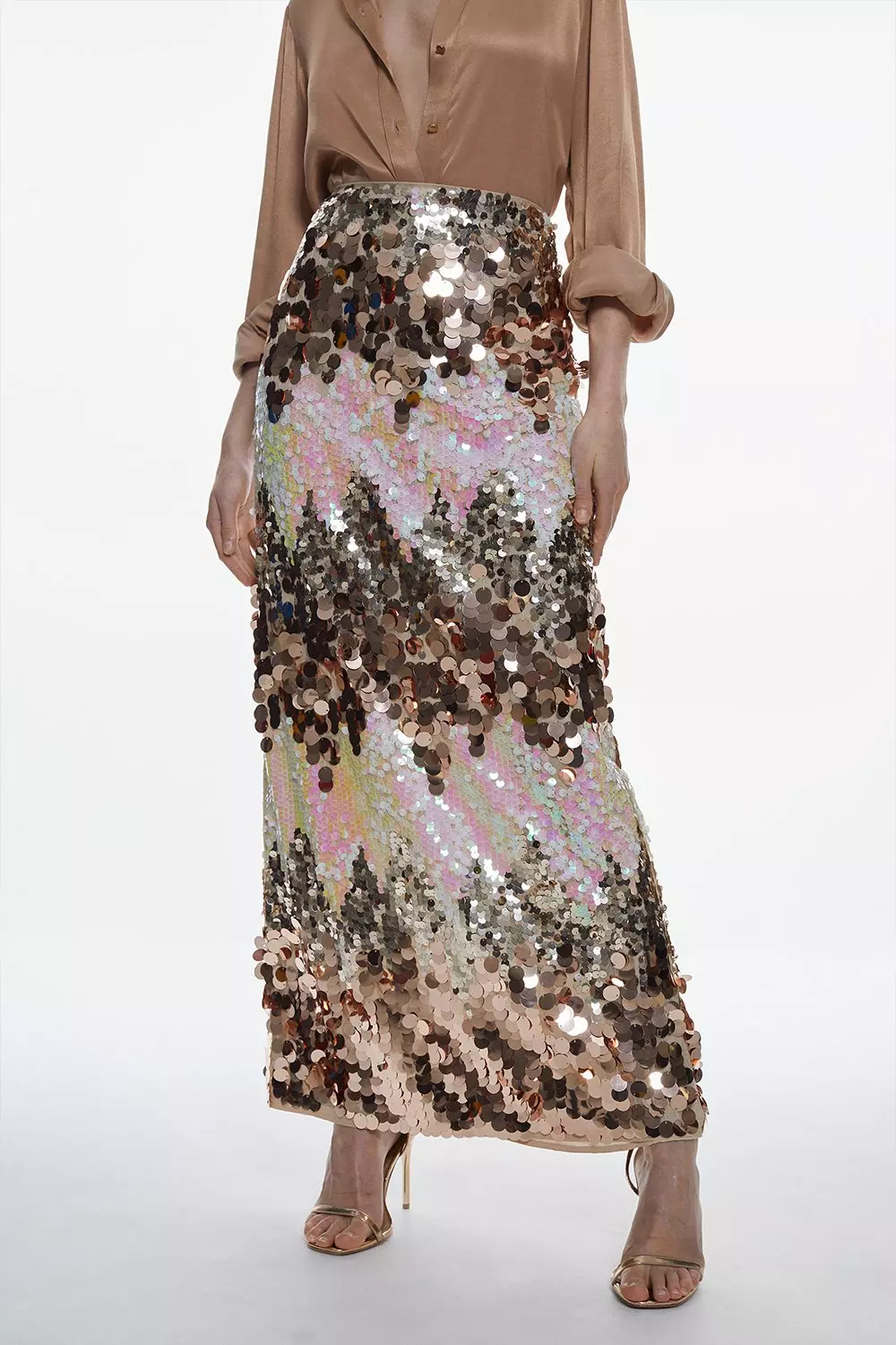 Karen millen outlet gold sequin skirt